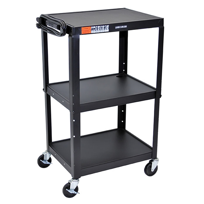 Offex Multipurpose Mobile Adjustable Height 3 Shelves Metal Rolling Storage Cart Wayfair